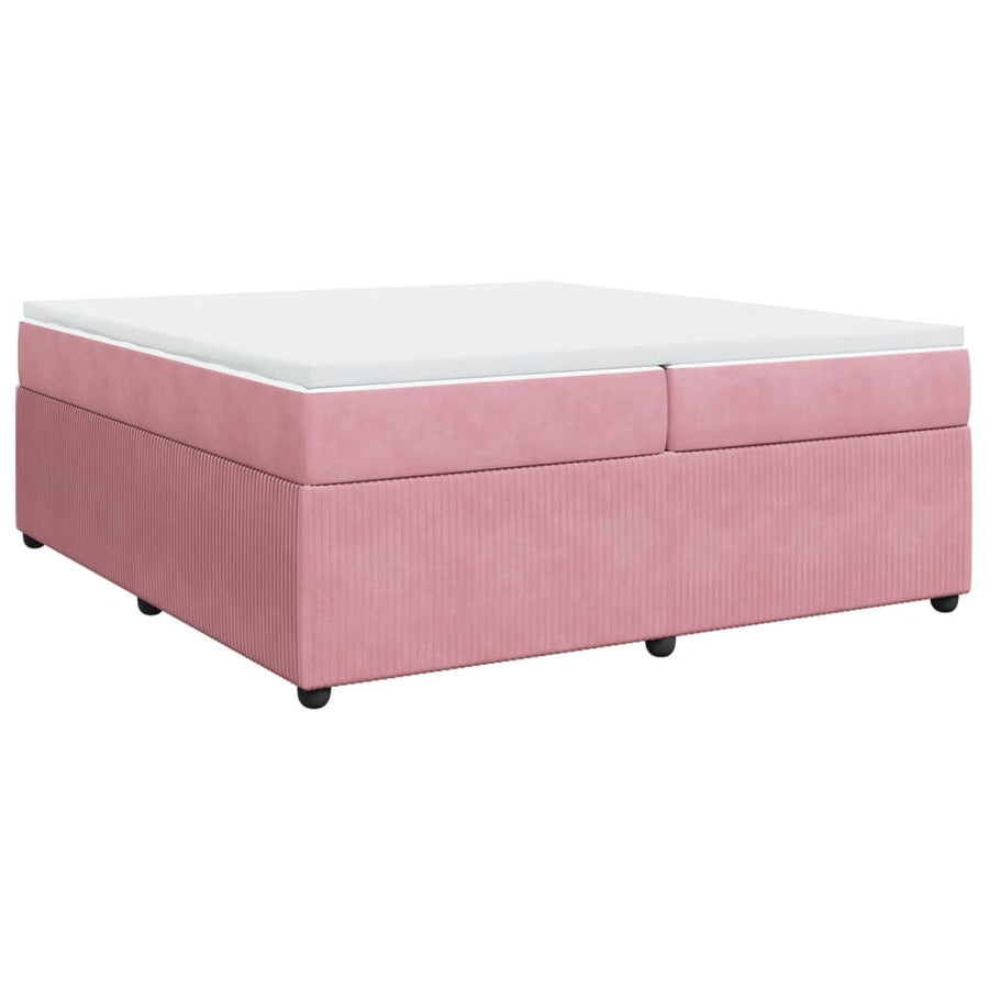 Boxspring met matras fluweel roze 200x200 cm