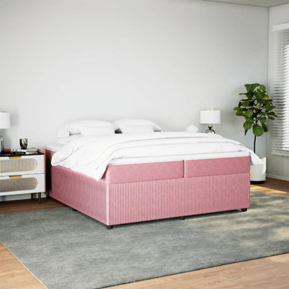 Boxspring met matras fluweel roze 200x200 cm