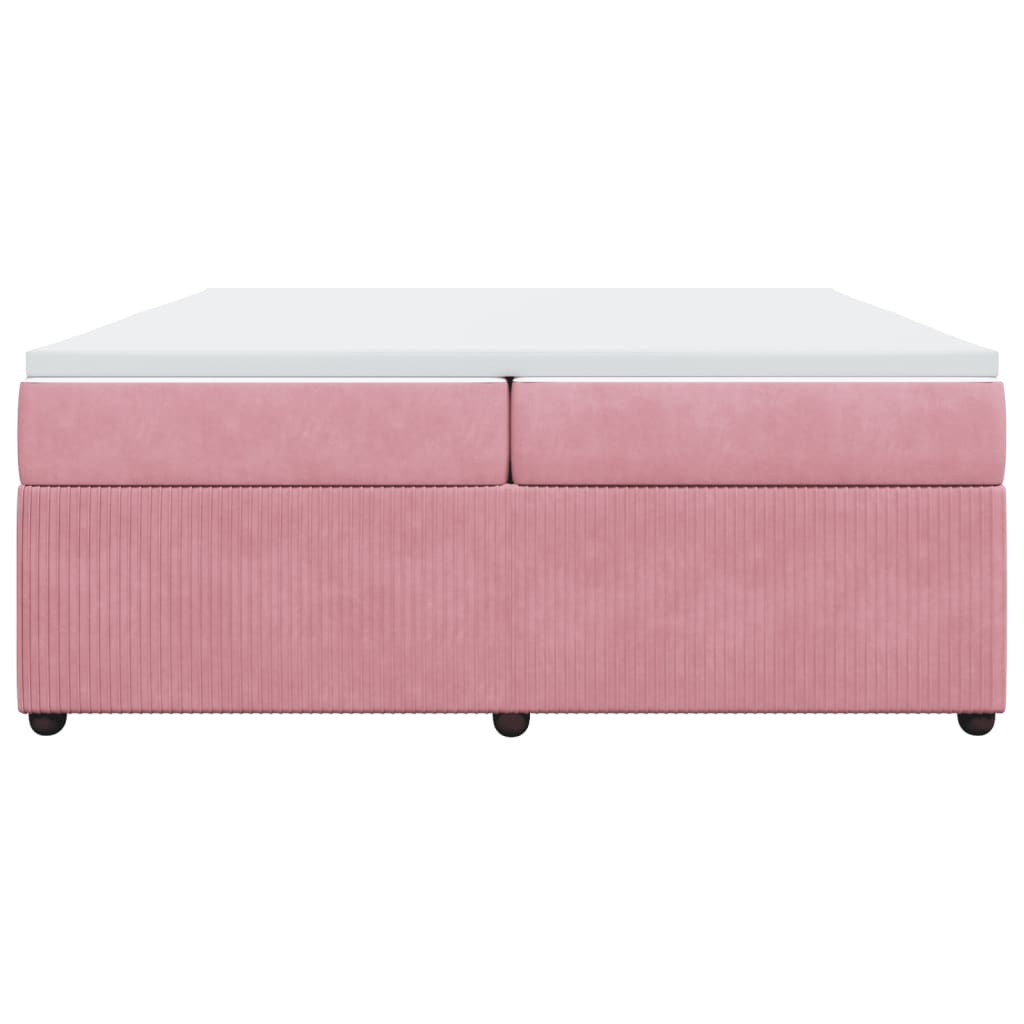 Boxspring met matras fluweel roze 200x200 cm
