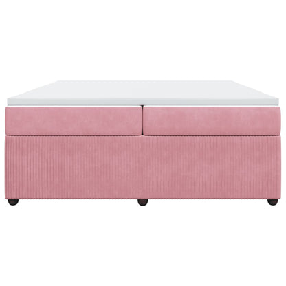 Boxspring met matras fluweel roze 200x200 cm