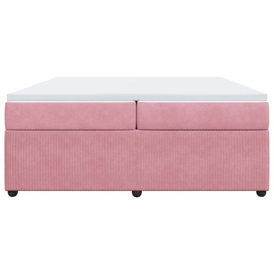 Boxspring met matras fluweel roze 200x200 cm
