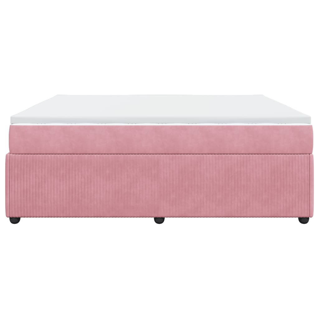 Boxspring met matras fluweel roze 200x200 cm
