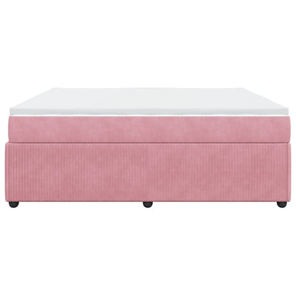 Boxspring met matras fluweel roze 200x200 cm