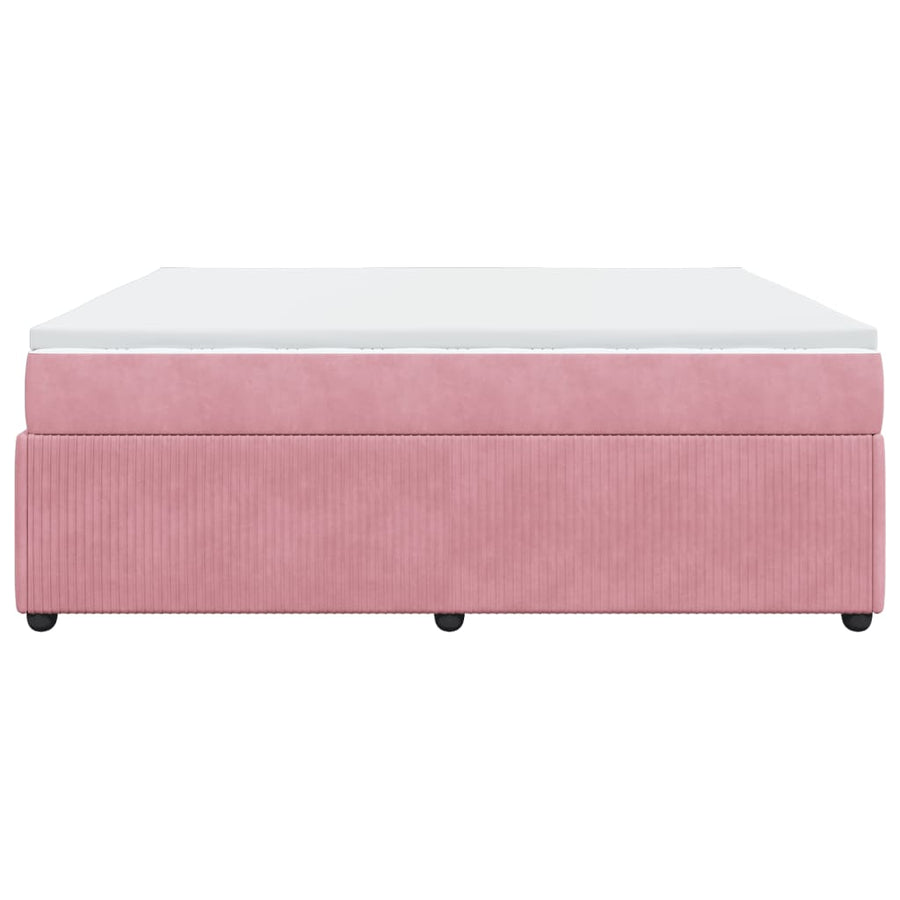 Boxspring met matras fluweel roze 200x200 cm