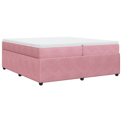 Boxspring met matras fluweel roze 200x200 cm
