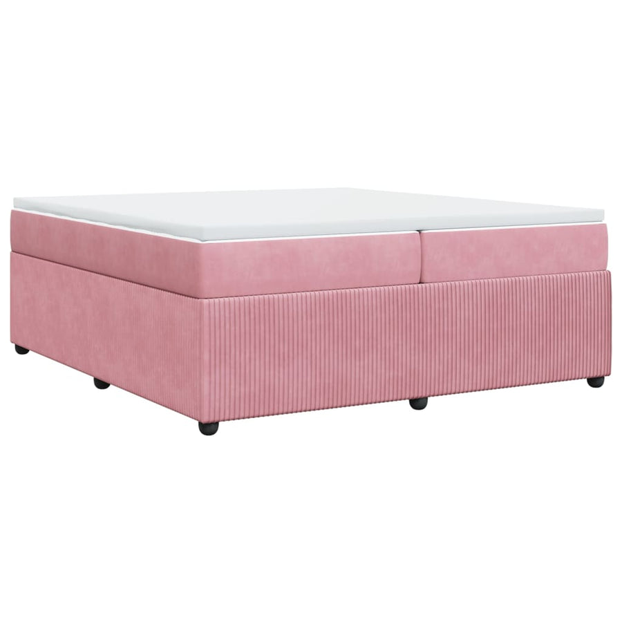 Boxspring met matras fluweel roze 200x200 cm
