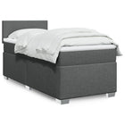 Box spring with dark grey fabric mattress 80x200 cm