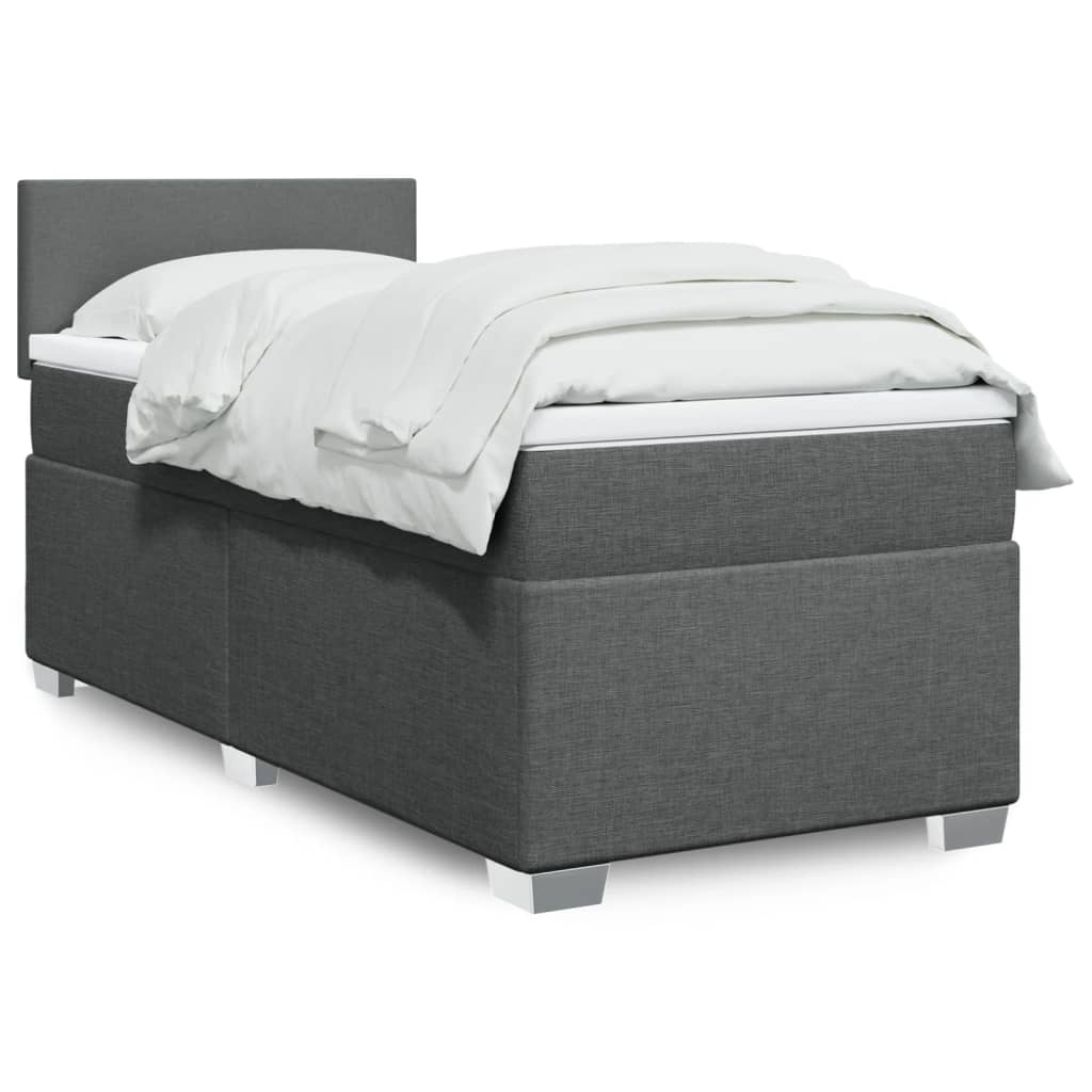 Boxspring met matras stof donkergrijs 80x200 cm