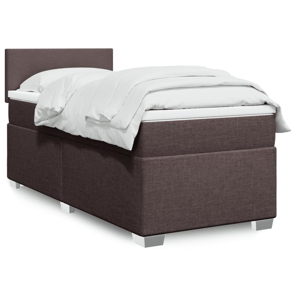 Boxspring met matras stof donkerbruin 80x200 cm