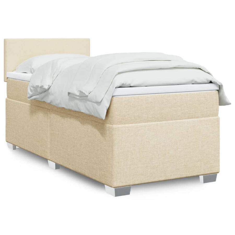 Boxspring met matras stof crèmekleurig 80x200 cm