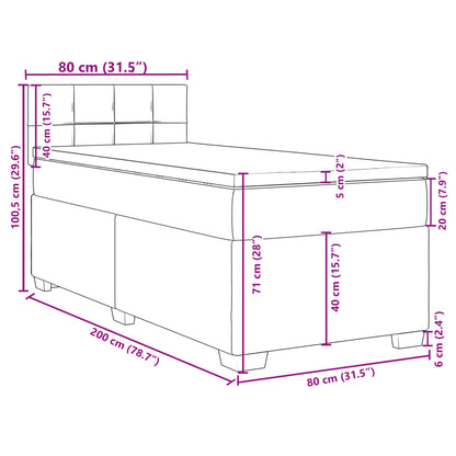 Boxspring met matras stof donkergrijs 80x200 cm