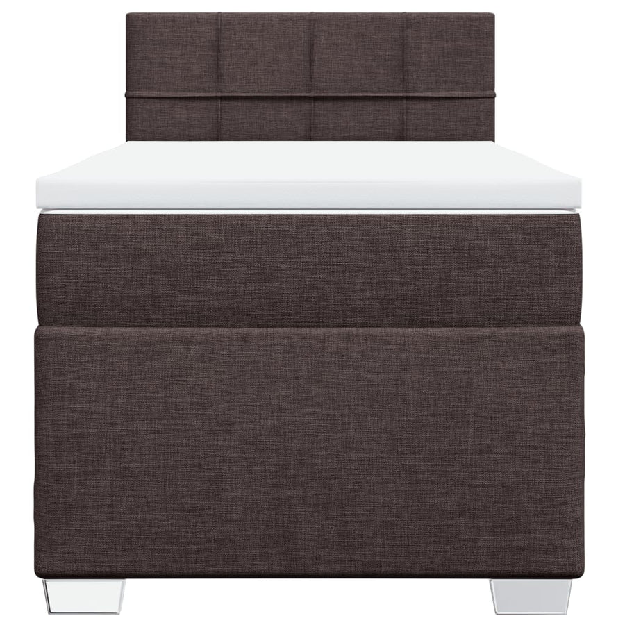 Boxspring met matras stof donkerbruin 80x200 cm
