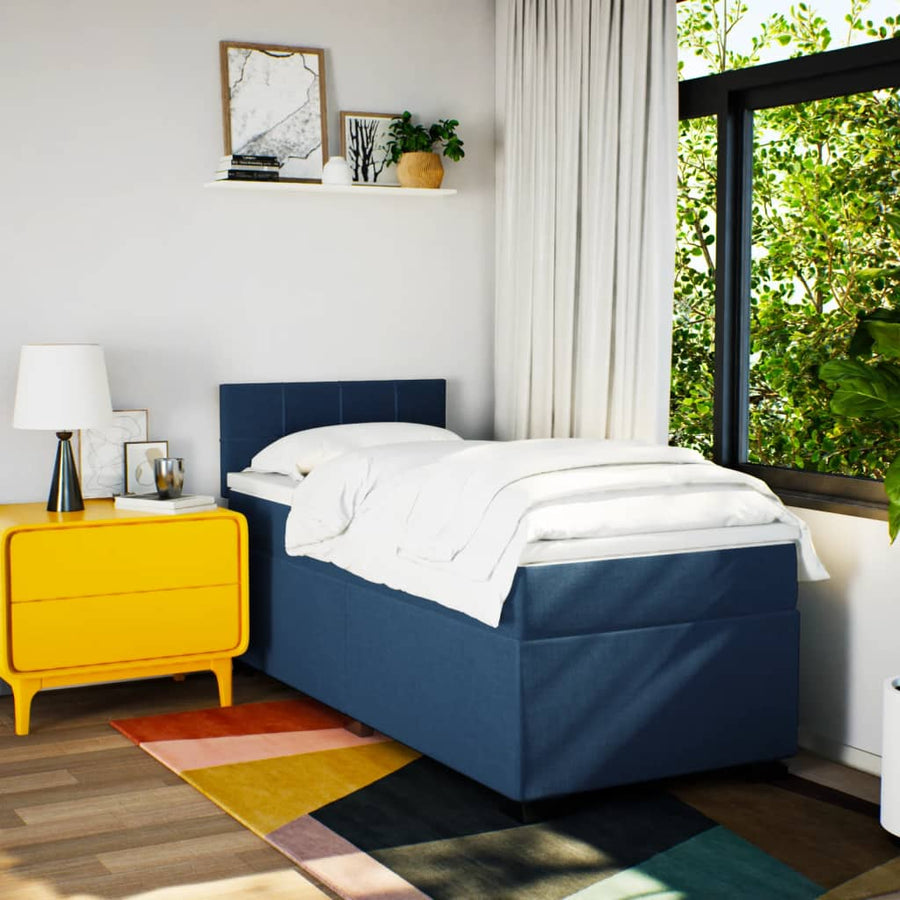 Boxspring met matras stof blauw 80x200 cm