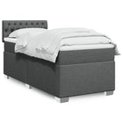 Box spring with dark grey fabric mattress 80x200 cm