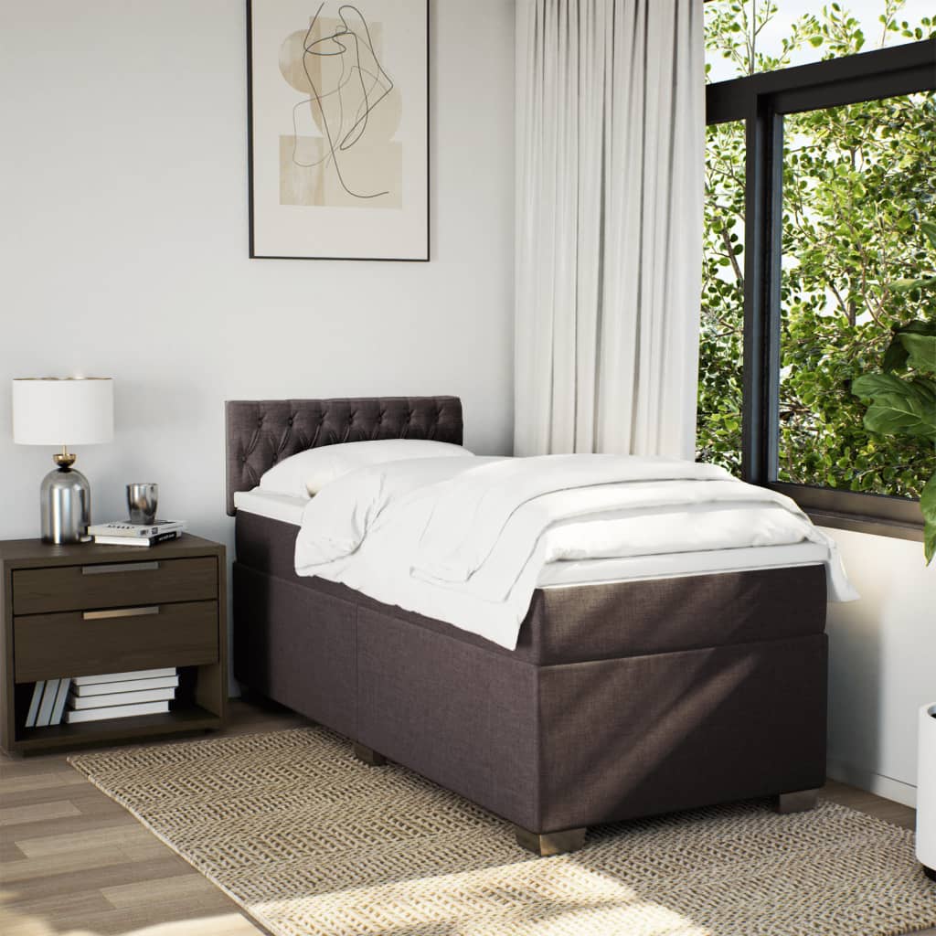 Boxspring met matras stof donkerbruin 80x200 cm