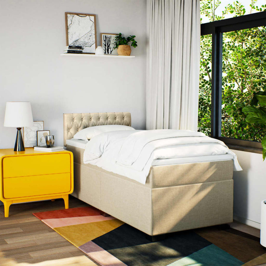 Boxspring met matras stof crèmekleurig 80x200 cm