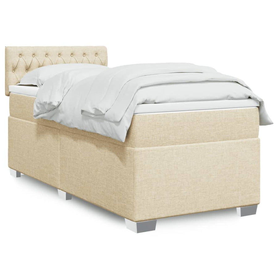 Boxspring met matras stof crèmekleurig 80x200 cm