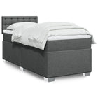 Box spring with dark grey fabric mattress 80x200 cm