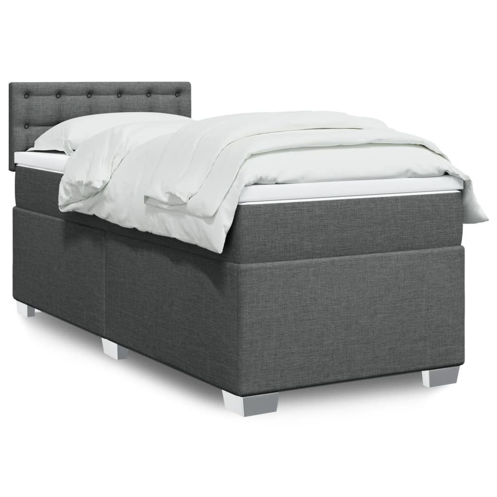 Boxspring met matras stof donkergrijs 80x200 cm