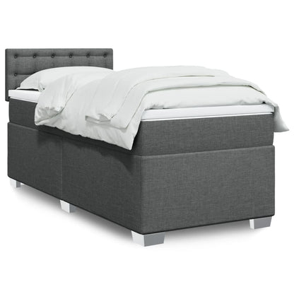 Boxspring met matras stof donkergrijs 80x200 cm