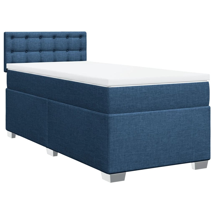 Boxspring met matras stof blauw 80x200 cm