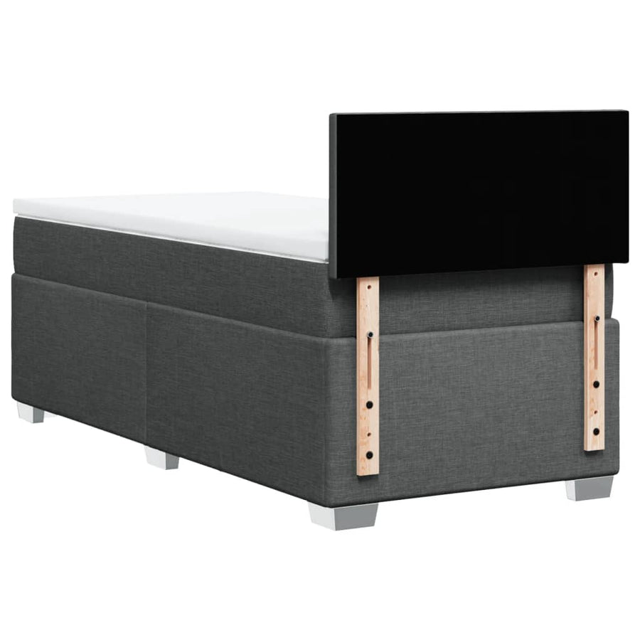 Boxspring met matras stof donkergrijs 90x190 cm