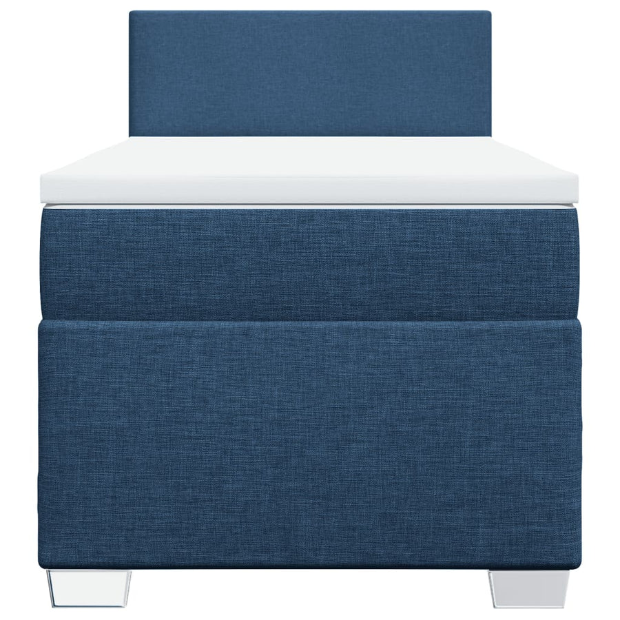 Boxspring met matras stof blauw 90x190 cm