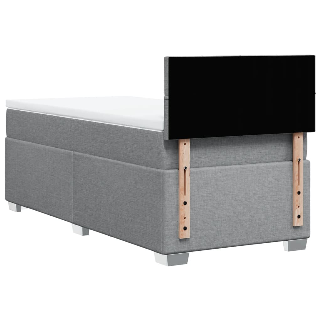 Boxspring met matras stof lichtgrijs 90x190 cm