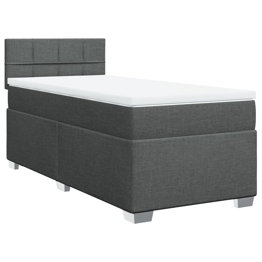 Boxspring met matras stof donkergrijs 90x190 cm
