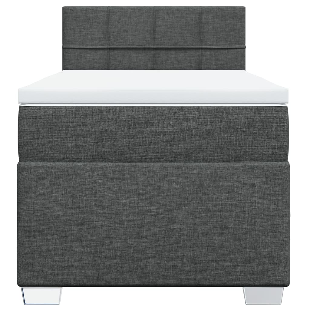 Boxspring met matras stof donkergrijs 90x190 cm
