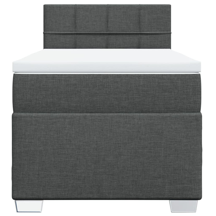 Boxspring met matras stof donkergrijs 90x190 cm