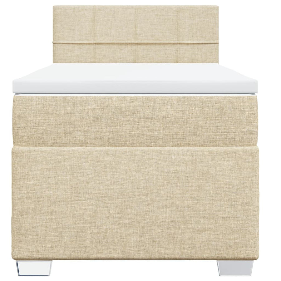 Boxspring met matras stof crèmekleurig 90x190 cm