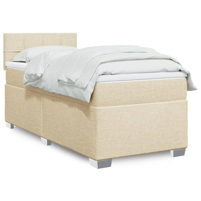 Boxspring met matras stof crèmekleurig 90x190 cm