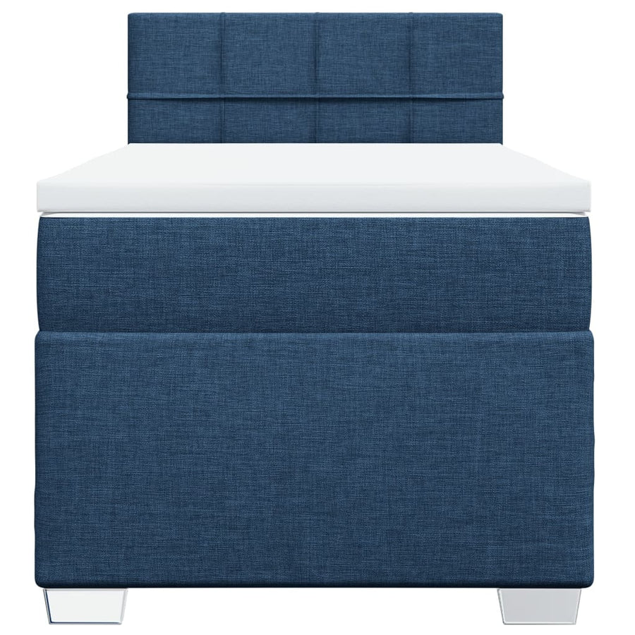 Boxspring met matras stof blauw 90x190 cm