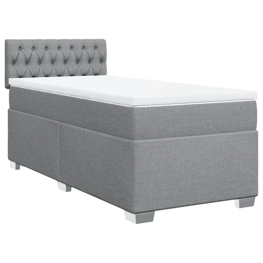 Boxspring met matras stof lichtgrijs 90x190 cm
