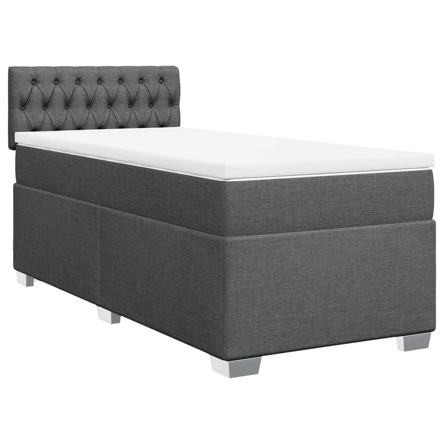 Boxspring met matras stof donkergrijs 90x190 cm