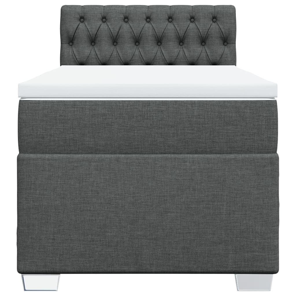 Boxspring met matras stof donkergrijs 90x190 cm