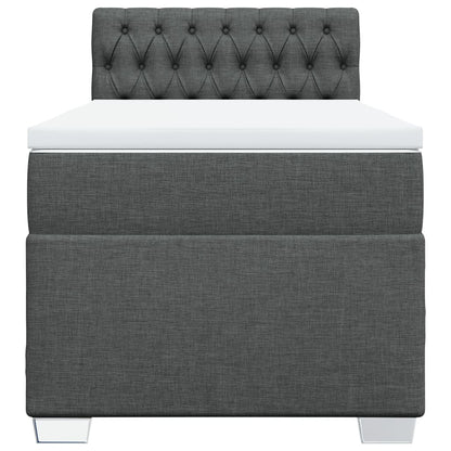 Boxspring met matras stof donkergrijs 90x190 cm