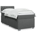 Box spring with mattress fabric dark grey 90x190 cm