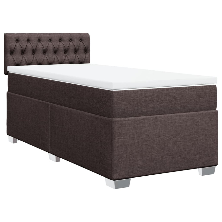 Boxspring met matras stof donkerbruin 90x190 cm