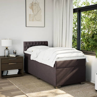 Boxspring met matras stof donkerbruin 90x190 cm