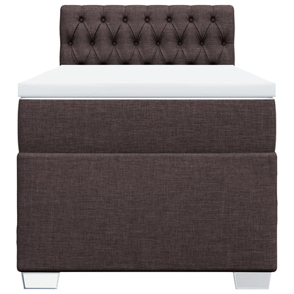 Boxspring met matras stof donkerbruin 90x190 cm