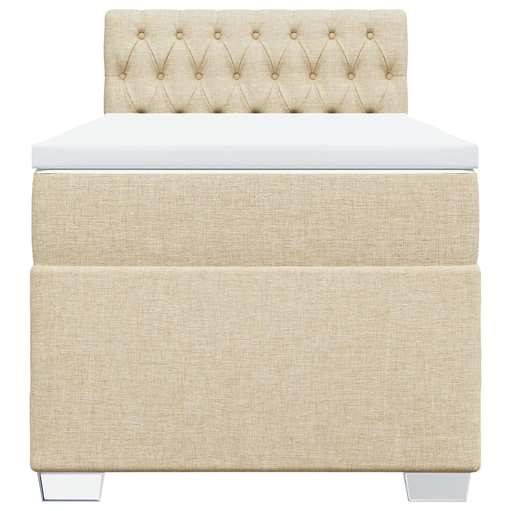 Boxspring met matras stof crèmekleurig 90x190 cm