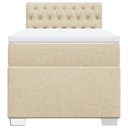 Boxspring met matras stof crèmekleurig 90x190 cm