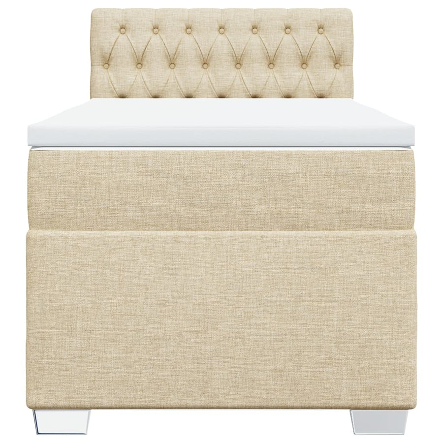 Boxspring met matras stof crèmekleurig 90x190 cm