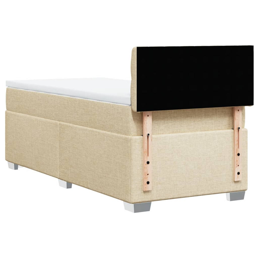 Boxspring met matras stof crèmekleurig 90x190 cm