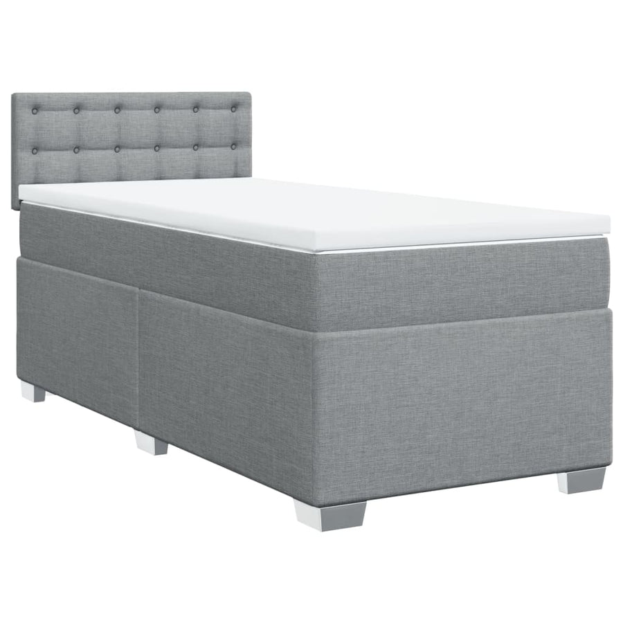Boxspring met matras stof lichtgrijs 90x190 cm