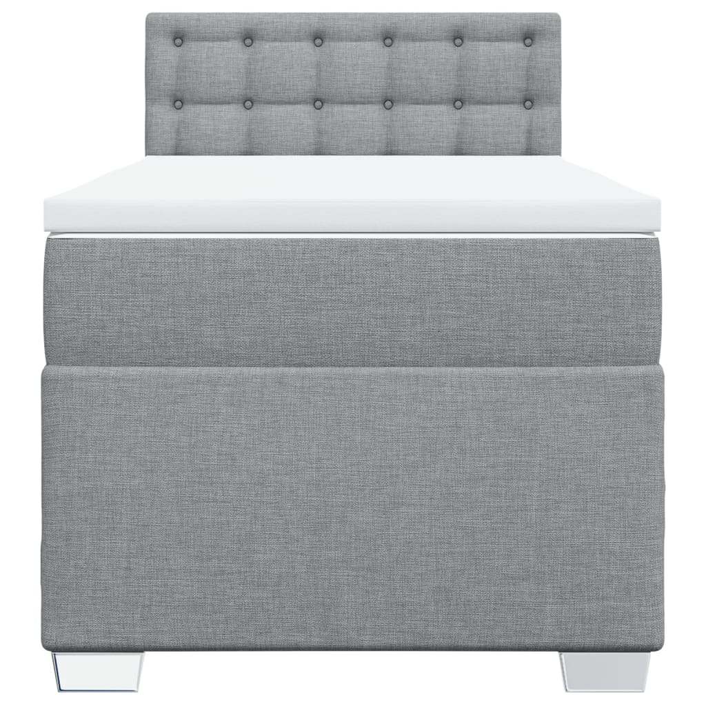 Boxspring met matras stof lichtgrijs 90x190 cm