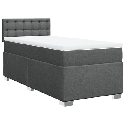 Boxspring met matras stof donkergrijs 90x190 cm