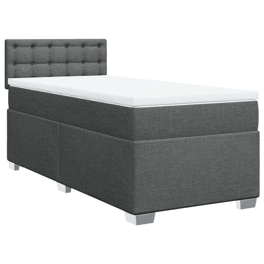 Boxspring met matras stof donkergrijs 90x190 cm